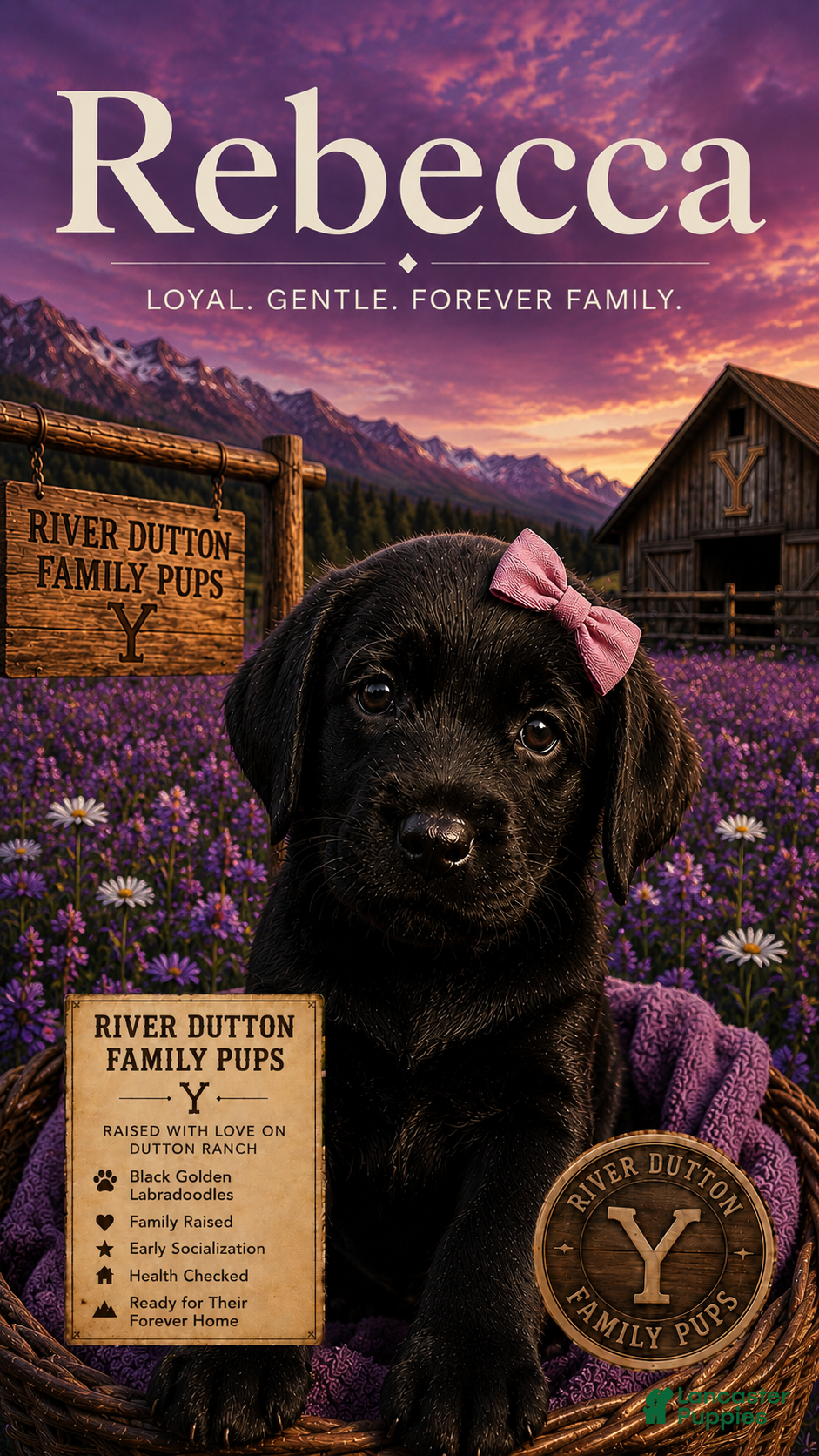Mixed Breed dogs Golden Labradoodle Puppy 3 Purple Collar - Ad 13
