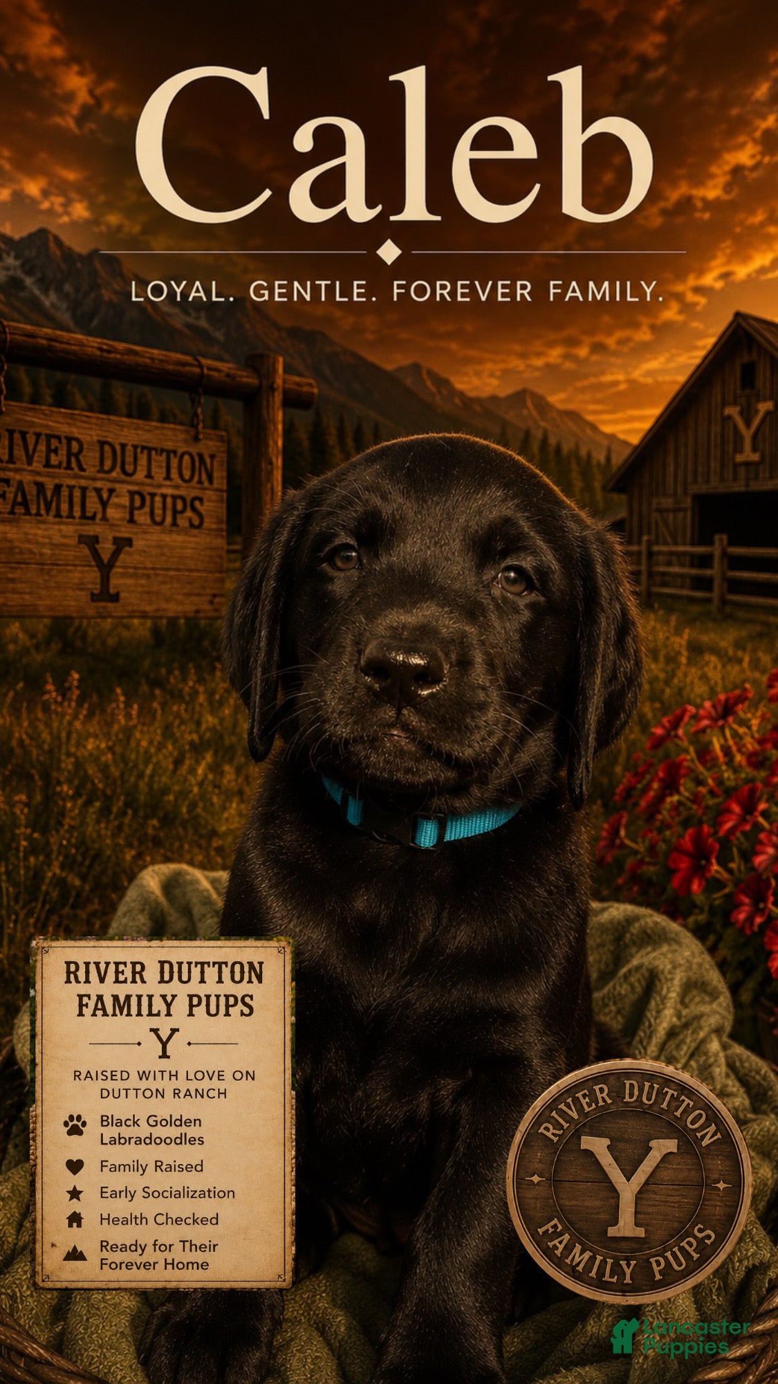 Mixed Breed dogs Golden Labradoodle Puppy 5 Light Blue Collar - Ad 25