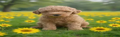 Mini Goldendoodle yellow collar