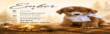 Ember – Petite Mini F1BB Goldendoodle – 16–20 lbsGoldendoodle • Trained & Ready