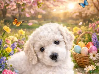 Miniature Poodle dogs for sale: AKC Miniature Poodle Cream Parti Male - Ad 2