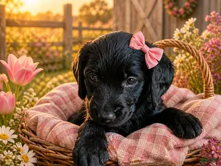 Mixed Breed dogs Golden Labradoodle Puppy 6 Yellow Collar - Ad 40